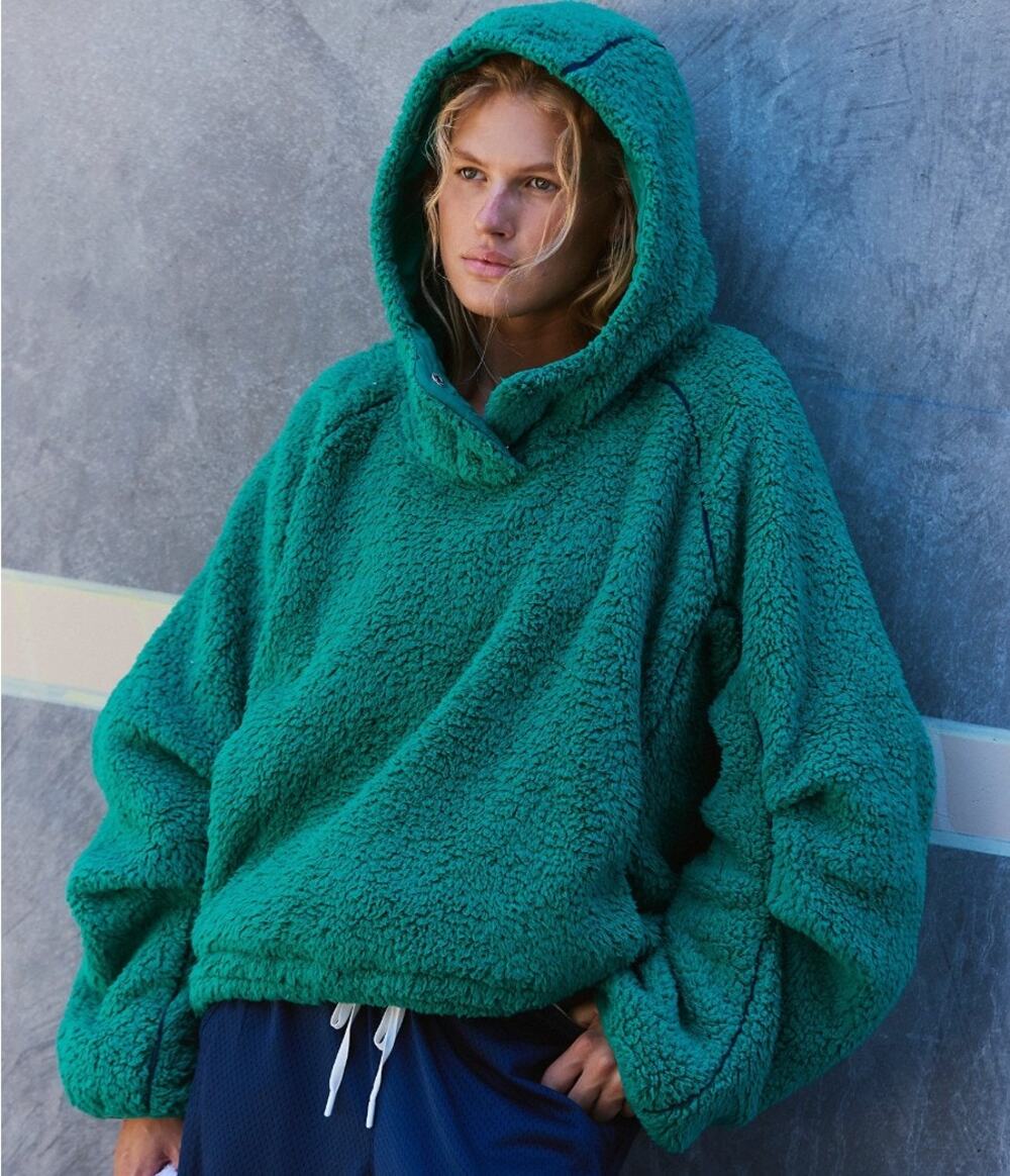 FP Movement Free Flow Fleece Womens S Green Glow Hooded Pullover Free People